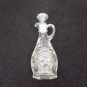 Anchor Hocking Prescut Clear Glass Cruet & Stopper 7 3/4" tall Vintage Star Fan